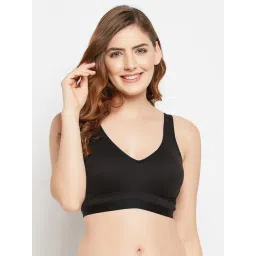 Clovia Non-Padded Non-Wired Full Figure Spacer Cup T-shirt Bra in Black - Cotton Rich-picture-24