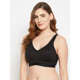 Clovia Non-Padded Non-Wired Full Figure Spacer Cup T-shirt Bra in Black - Cotton Rich image 3