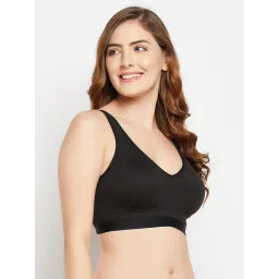 Clovia Non-Padded Non-Wired Full Figure Spacer Cup T-shirt Bra in Black - Cotton Rich image 4