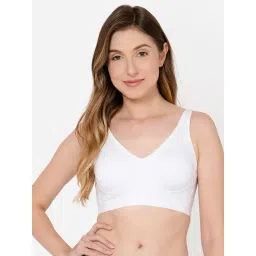 Clovia Non-Padded Non-Wired Full Figure Spacer Cup T-shirt Bra in White - Cotton Rich-picture-10