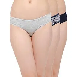 clovia Pack of 3 Cotton Spandex Low Waist Outer Elastic Bikini Panty - Multicolor-picture-44