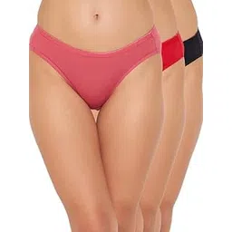 clovia Pack of 3 Modal Low Waist Outer Elastic Bikini Panty - Multicolor-picture-41