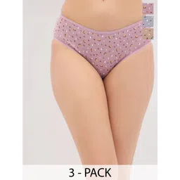 Clovia Pack Of 3 Printed Mid-Rise Pure Cotton Hipster Briefs PNC530175L-picture-33