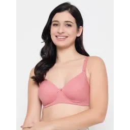 Clovia Peach Polyamide Solid Padded Full Cup Wire Free T-Shirt Bra-picture-11