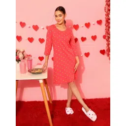 Clovia Peach Printed Night Dress image 1