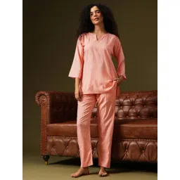 Clovia Peach Regular Fit Printed Night Suit-picture-16