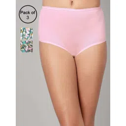 Clovia Pink & Green Cotton Regular Fit Panties - Pack Of 3-picture-27