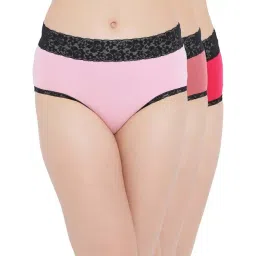 Clovia Pink & Red Cotton Hipster Panties - Pack Of 3-picture-15