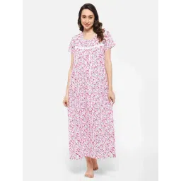 Clovia Pink Cotton Printed Night Dress-picture-26