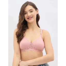 Clovia Pink Cotton Regular Fit Bra image 3