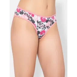 Clovia Pink Cotton Regular Fit Floral Panties-picture-28