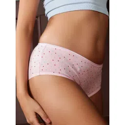Clovia Pink Cotton Regular Fit Printed Panties image 4