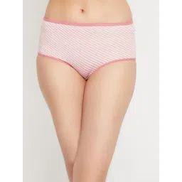 Clovia Pink Cotton Striped Hipster Panty-picture-35