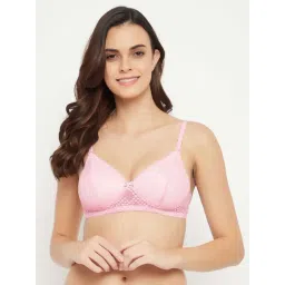 Clovia Pink Lace Work T-Shirt Bra-picture-30