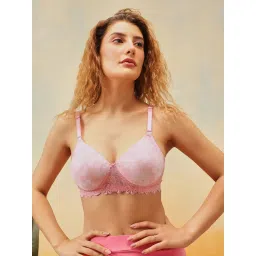 Clovia Pink Padded Non-Wired Full Coverage Floral Print Multiway T-Shirt Bra-picture-12