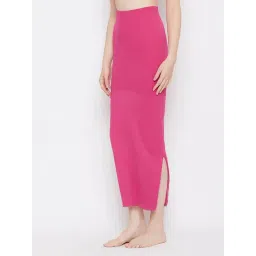 Clovia Pink Plain Saree Shapewear-picture-18
