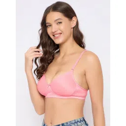 Clovia Pink Polyamide Printed Padded Full Cup Wire Free T-Shirt Bra image 4