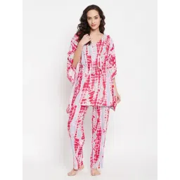 Clovia Pink Printed Kaftan Pyjamas Set-picture-33