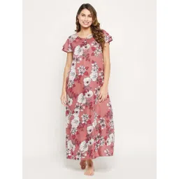 Clovia Pink Printed Night Dress-picture-42