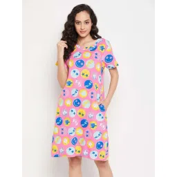 Clovia Pink Printed Night Dress-picture-24