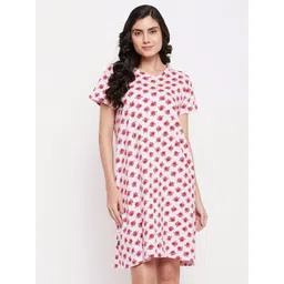 Clovia Pink Printed Nightdress-picture-10