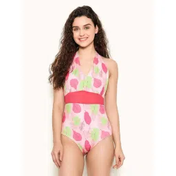 Clovia Pink Regular Fit Printed Monokini-picture-29
