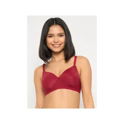 Clovia Polyamide Padded Full Cup Wire Free T-Shirt Bra - Maroon-picture-12