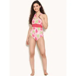 Clovia Printed Halter Neck Bodysuit image 4