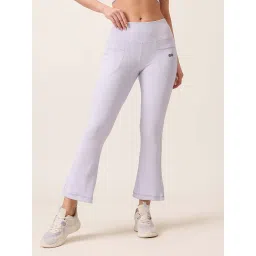 Clovia Purple Comfort Fit High-Waist Ribbed Flared Yoga Sweatpants-picture-23