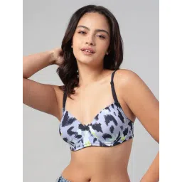 Clovia Purple Cotton Printed T-Shirt Bra-picture-18