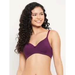 Clovia Purple Cotton T-Shirt Bra-picture-26