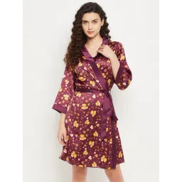 Clovia Purple Printed Robe-picture-26