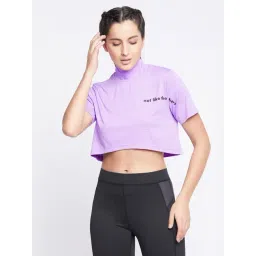 Clovia Purple Printed Sports Crop Top-picture-10
