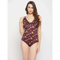 Clovia Purple Regular Fit Printed Monokini-picture-30