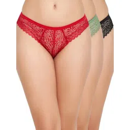 Clovia Red & Green Bikini Panties - Pack Of 3-picture-46