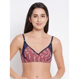 Clovia Red & Navy Cotton Printed Full Coverage Bra-picture-19