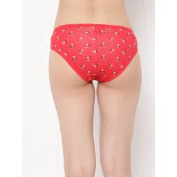 Clovia Red Cotton Printed Bikini Panty image 2