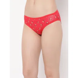 Clovia Red Cotton Printed Bikini Panty image 3