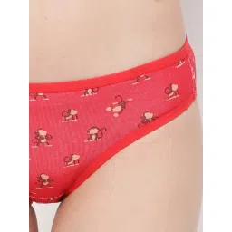 Clovia Red Cotton Printed Bikini Panty image 4