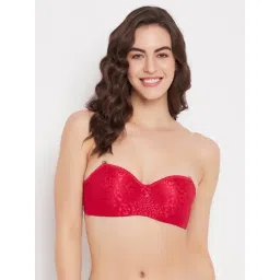 Clovia Red Lace Solid Padded Full Cup Underwired Balconette Bra-picture-23