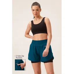 clovia Solid Women Dark Blue Sports Shorts-picture-33