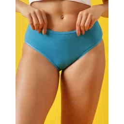 Clovia Teal Cotton Regular Fit Printed Panties-picture-20