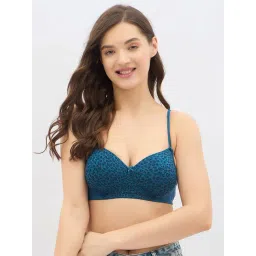 Clovia Teal Polyamide Animal Printed T-Shirt Bra-picture-19