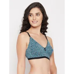 Clovia Teal Printed Non-padded Bra image 1