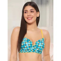 Clovia Teal Printed Under-Wired Full Coverage T-Shirt Bra-picture-14