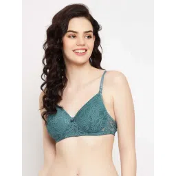 Clovia Turquoise Lace Work T-Shirt Bra-picture-17