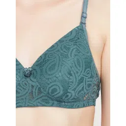 Clovia Turquoise Lace Work T-Shirt Bra image 5