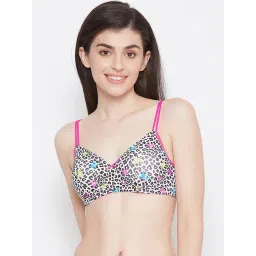 Clovia White & Black Animal Print T-Shirt Bra-picture-36