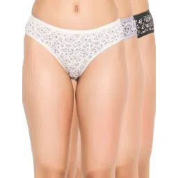 Clovia White & Black Cotton Printed Bikini Panties - Pack Of 3-picture-27