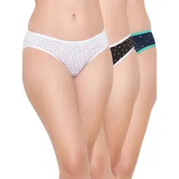 Clovia White & Black Cotton Printed Bikini Panties - Pack Of 3-picture-25